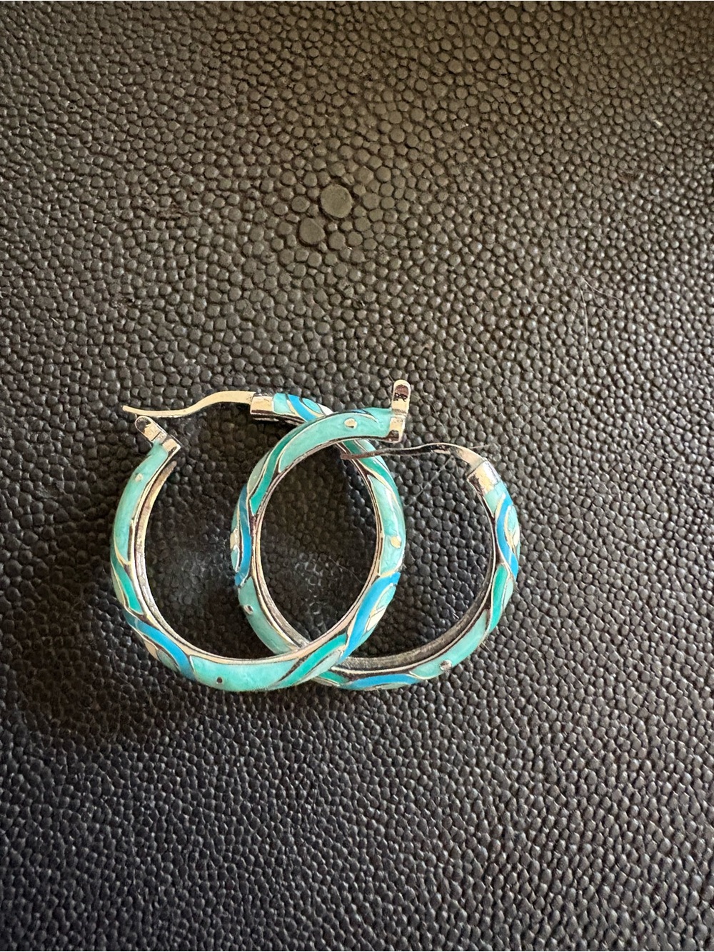 Turquoise Enamel Hoop Earrings - Women's Jewelry